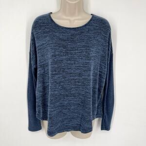 Rag & Bone Amelie Long Sleeve Top Tee Sz S Blue Indigo Multi Relaxed Ribbed Soft